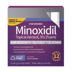 [保存期限到 2027年11月] Kirkland Minoxidil 5% Foam 米諾地爾 女性專用 生髮慕斯 (一盒六瓶 x 60g - 共 6個月份量)